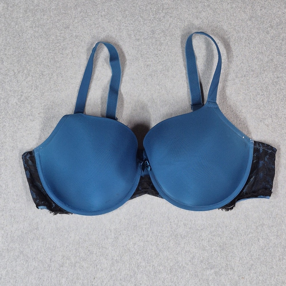 Torrid Women Bra 42DD Blue T Shirt Padded Underwired Lace Strap Adjustable